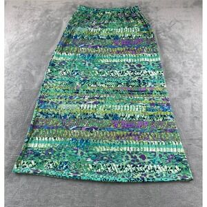 Mod'Land Paris Womens Green Purple Abstract Print Maxi Skirt Size‎ L Made in USA